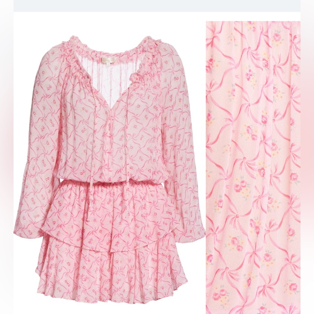 LoveShackFancy size XS pink mini airy silk dress
